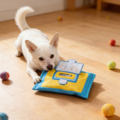 Squeaky Tissue Box Pet Toy
