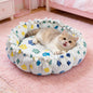 Drawstring Pompom Lace Digital Print Pet Bed