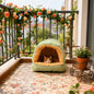 Plaid Enclosed Cat Bed, Thickened Warm Tunnel Cat Bed for Autumn and Winter