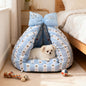 Bowknot Love Digital Print Pet Bed, Enclosed Warm Pet Bed for All Seasons