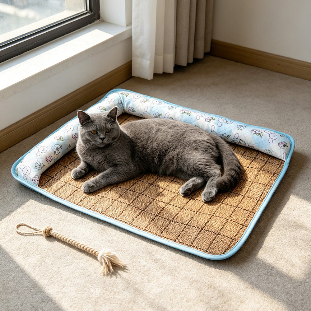 Naturally cooling! Ice rattan cooling mat for dogs, say goodbye to your furry friend's hot summer