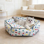 Colorful Block Print Hexagonal Pet Bed, All-Season High-Security Cat and Dog Bed