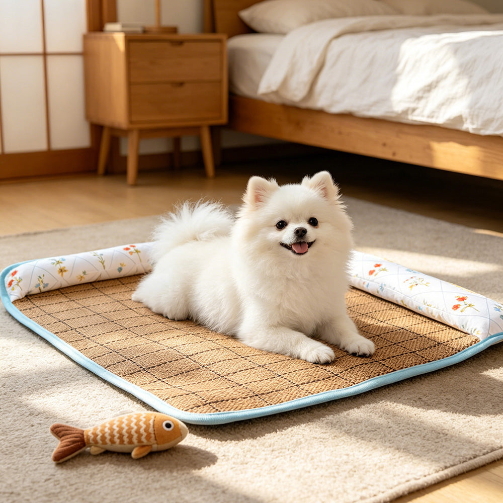 Naturally cooling! Ice rattan cooling mat for dogs, say goodbye to your furry friend's hot summer
