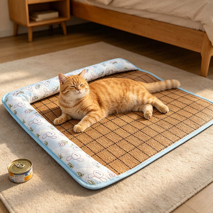Naturally cooling! Ice rattan cooling mat for dogs, say goodbye to your furry friend's hot summer