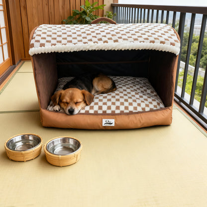 Foldable Enclosed Pet Bed for Indoor Cats and Small Dogs, Soft and Warm Pet Cave with Removable Cushion, Portable Pet Shelter for Winter and Travel